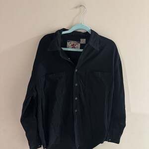 Attrak Black Long Sleeve Button Up Shirt, 100% Cotton, Casual Wear